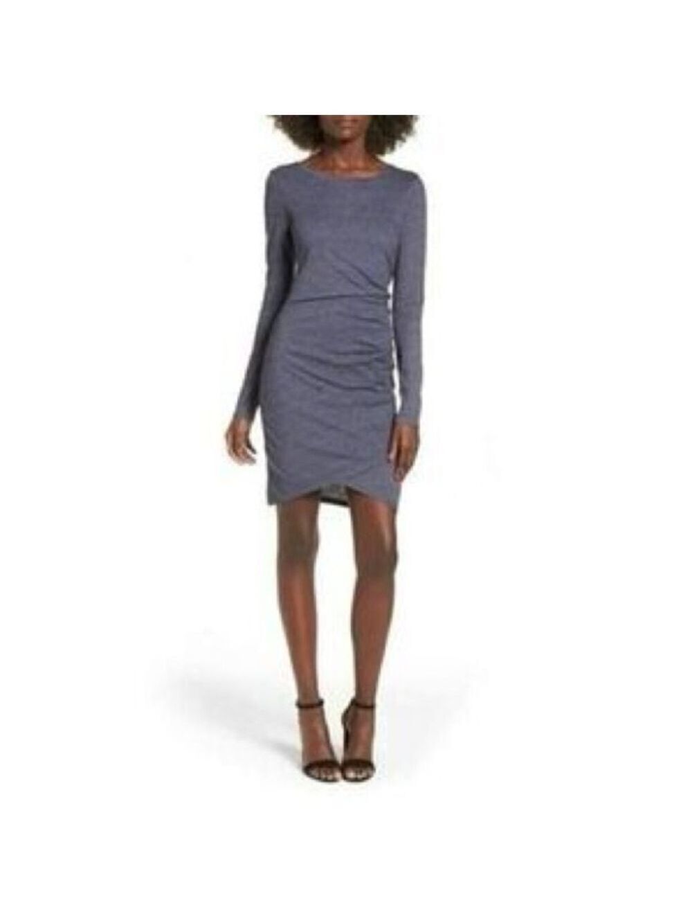 Leith Anthropologie Women's Blouson Bodycon Ruched Dress Heather Gray Size S